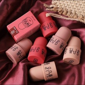 Cute Vegan Make Up / Waterproof Matte Velvet Lipgloss Stamp Blush Mud Lip Glaze